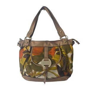 Relic Brand Shoulder Bag Floral Print Brown Tan Orange Green Medium